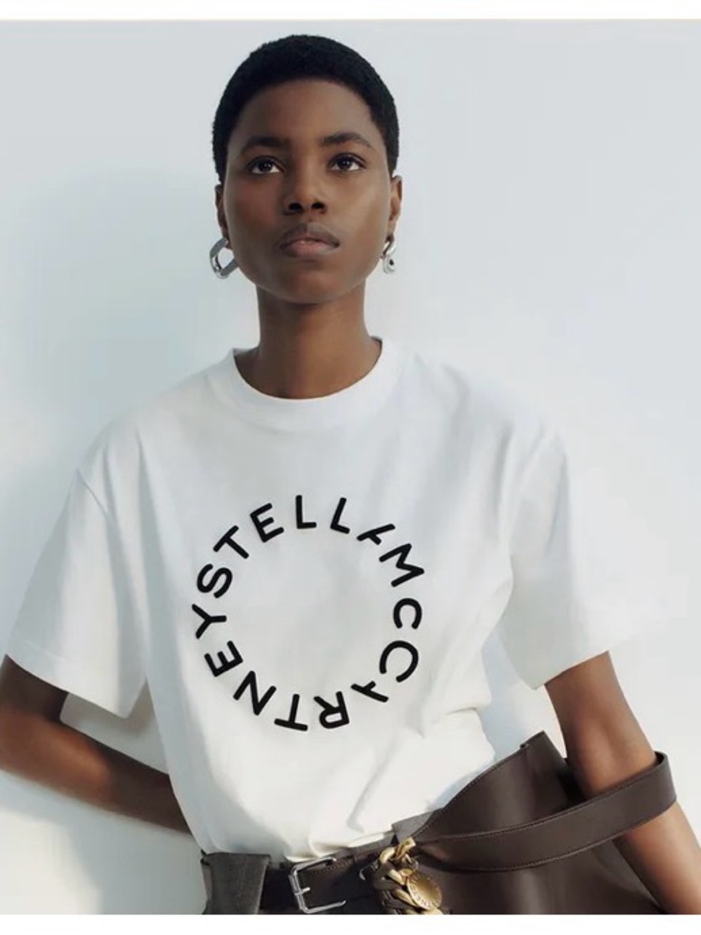 Stella McCartney & HM White T-Shirt with Black Circular Logo